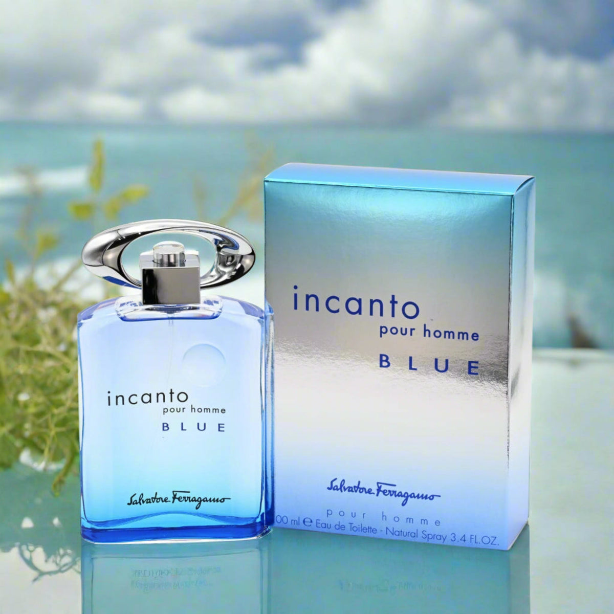 INCANTO BLUE pour homme by Salvatore Ferragamo 3.4 oz EDT For Men New in Box